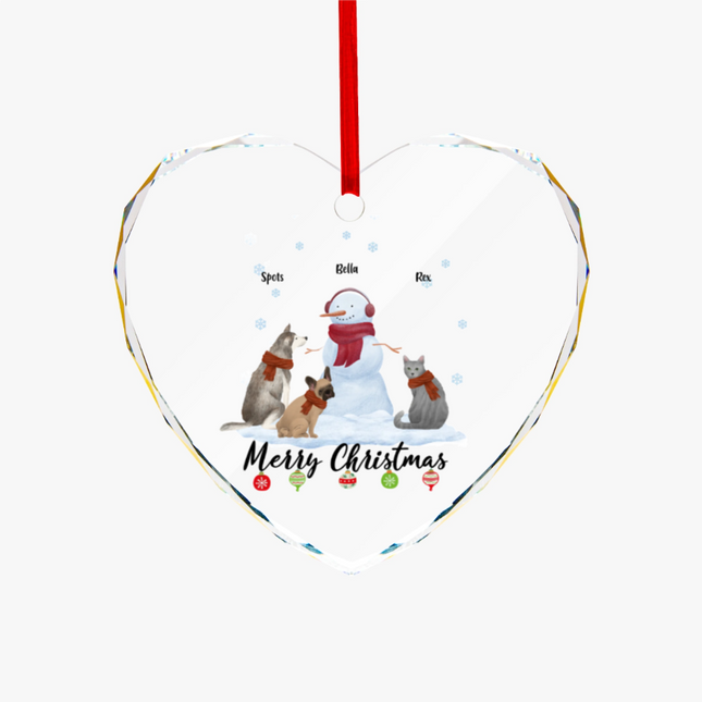 Merry christmas Heart-shaped Glass Ornament