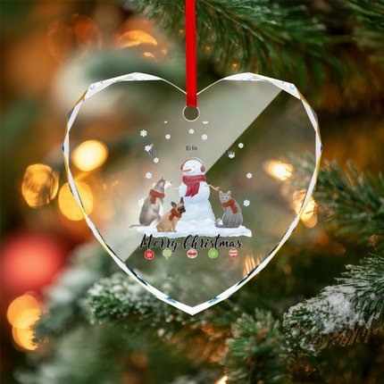 Merry Christmas Heart-shaped Glass Ornament