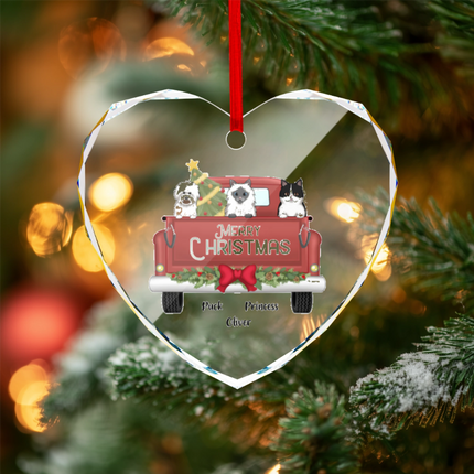 Merry Christmas Heart-shaped Glass Ornament