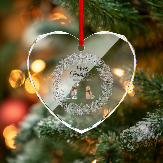 Merry Christmas Heart-shaped Glass Ornament