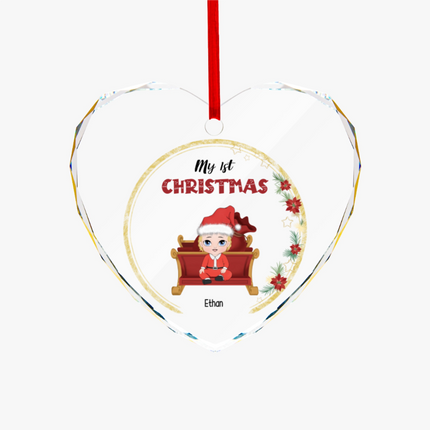 My 1st Christmas Heart-shaped Glass Ornament