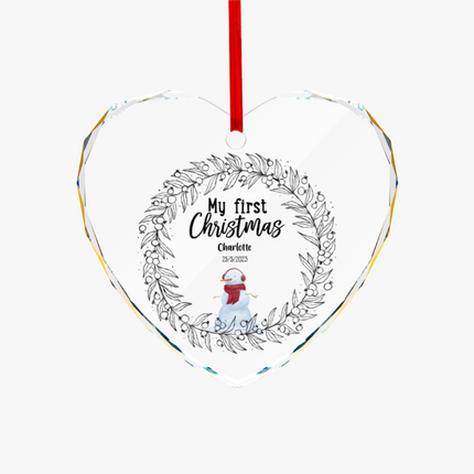 My First Christmas Heart-shaped Glass Ornament