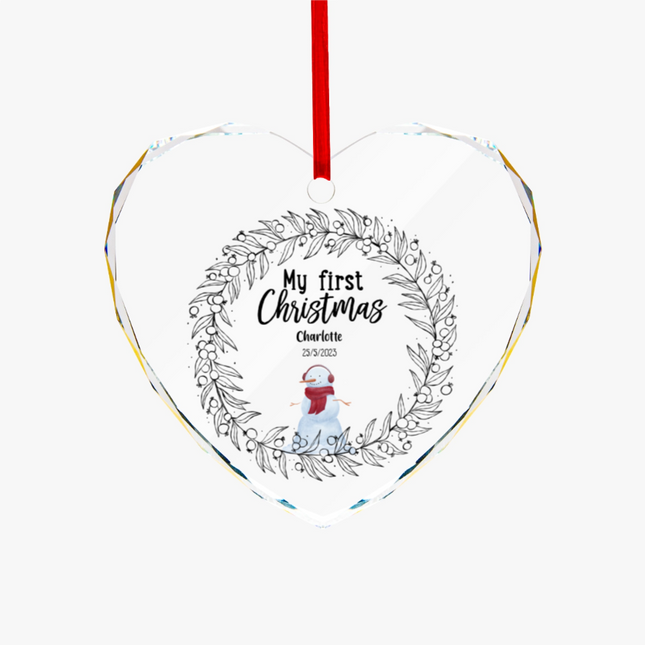 My First Christmas Heart-shaped Glass Ornament