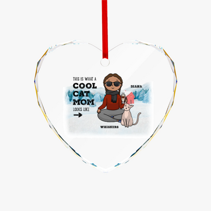 This Is What A Cool Pet Mom Looks Like Heart-shaped Glass Ornament