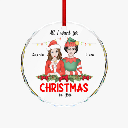 All I Want for Christmas is you Round Glass Ornament