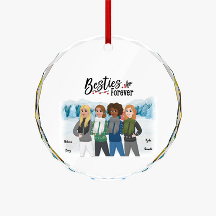 Besties Forever Round Glass Ornament