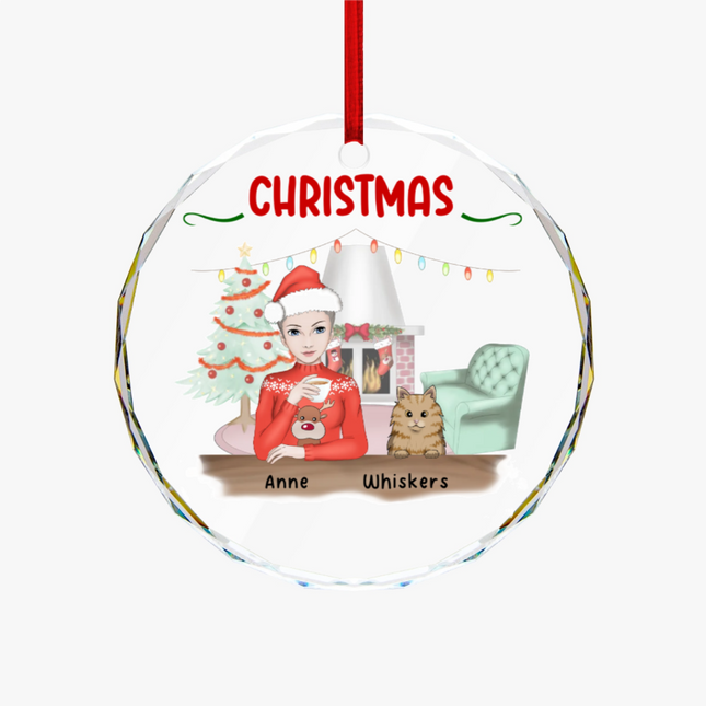 Christmas Is Better With A Cat Round Glass Ornament