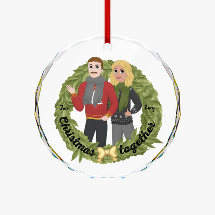 Christmas Together Round Glass Ornament