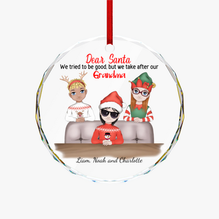 Dear Santa Round Glass Ornament