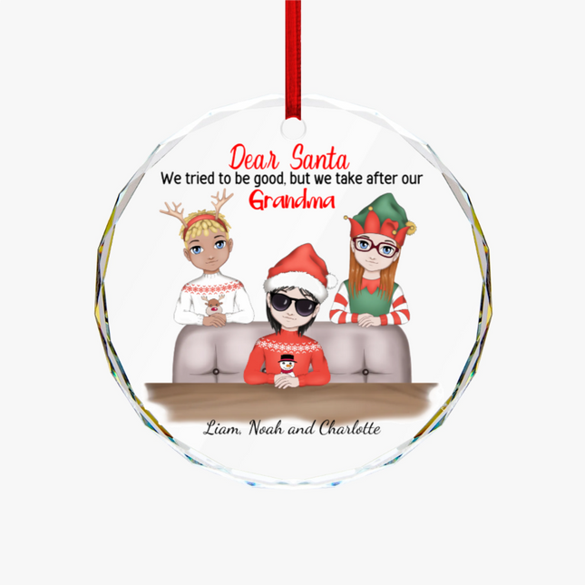 Dear Santa Round Glass Ornament
