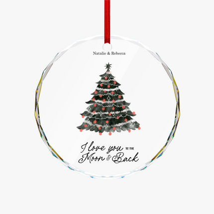 I Love You To The Moon & Back Round Glass Ornament