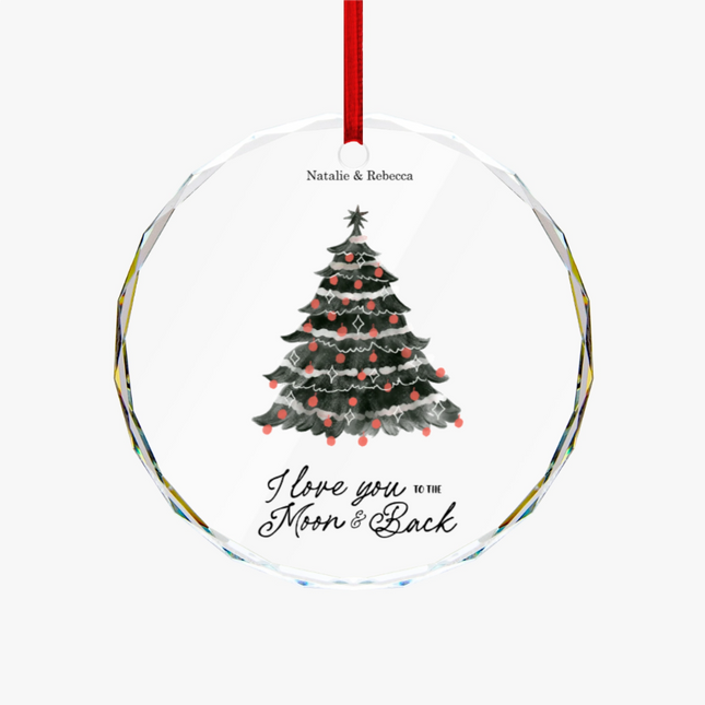 I Love You To The Moon & Back Round Glass Ornament