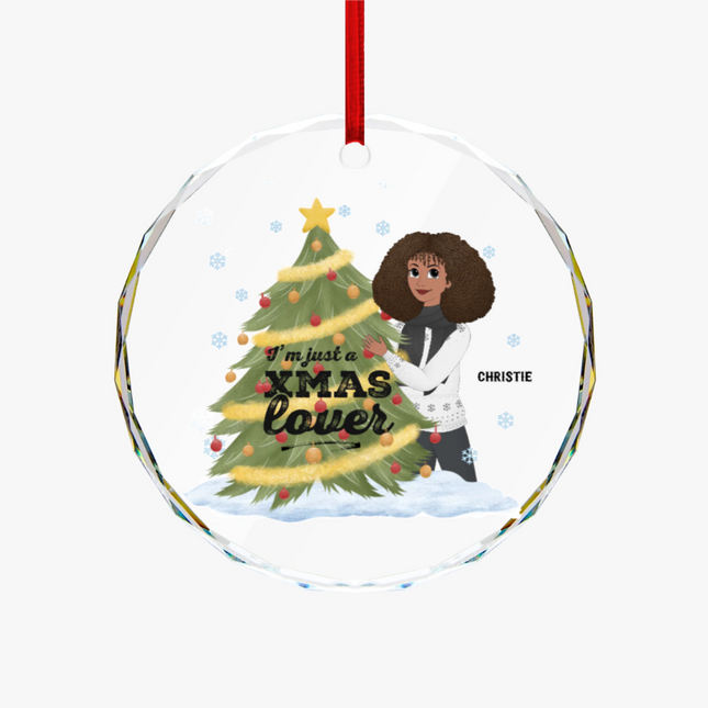 I'm Just A Christmas Lover Round Glass Ornament