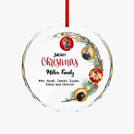 Merry Christmas Round Glass Ornament