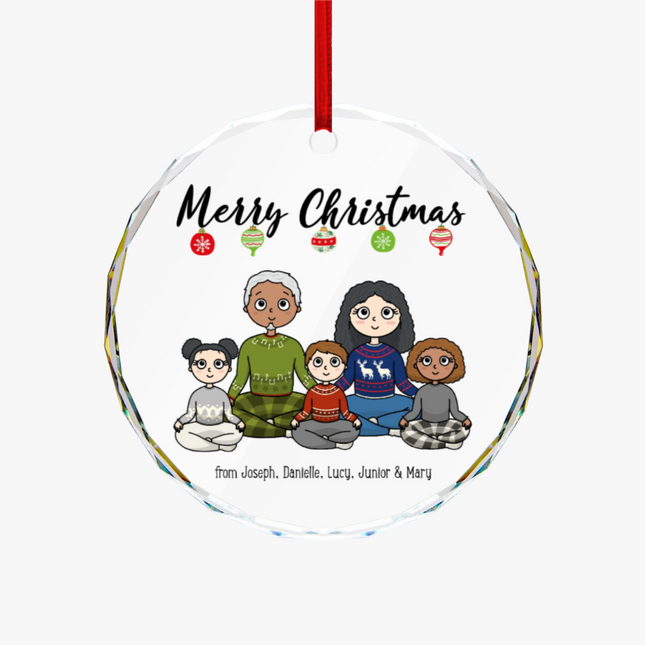 Merry Christmas From The Family Round Glass Ornament