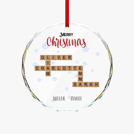 Merry Christmas Round Glass Ornament
