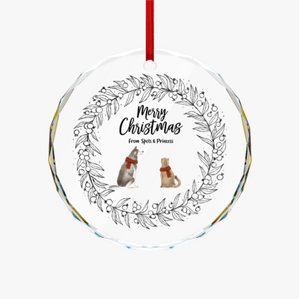 Merry Christmas Round Glass Ornament