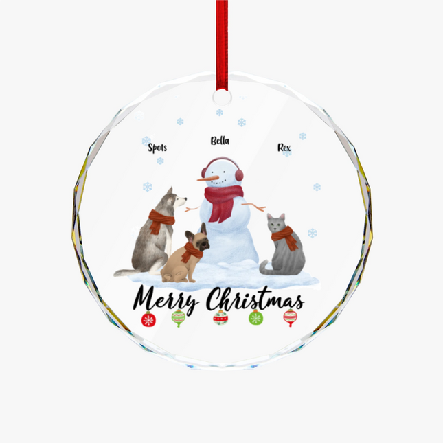 Merry Christmas Round Glass Ornament