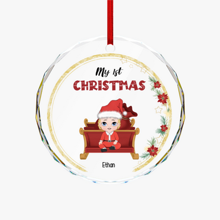 My 1st Christmas Round Glass Ornament