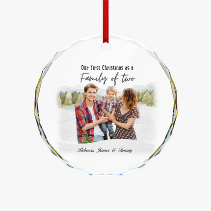 Our First Christmas As A Family Round Glass Ornament