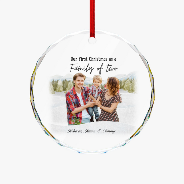 Our First Christmas As A Family Round Glass Ornament