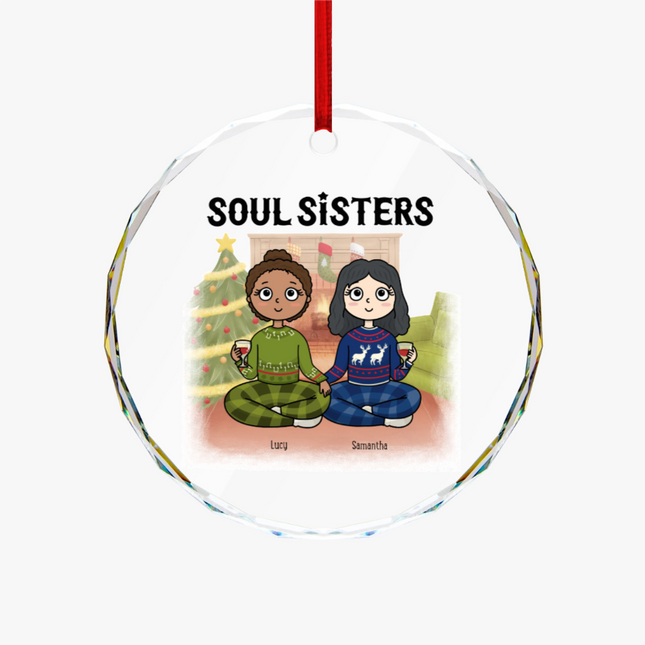 Soul Sisters Round Glass Ornament