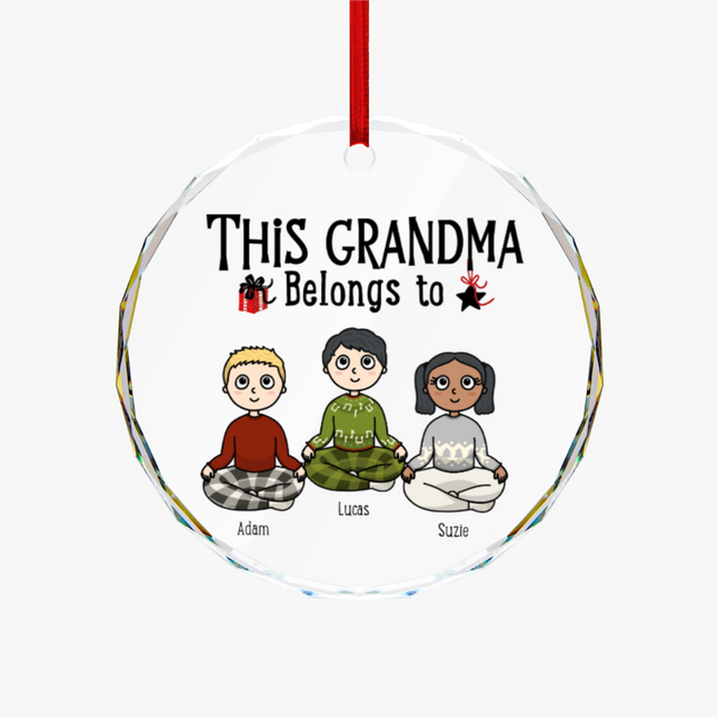 This Grandparent Belongs To Round Glass Ornament