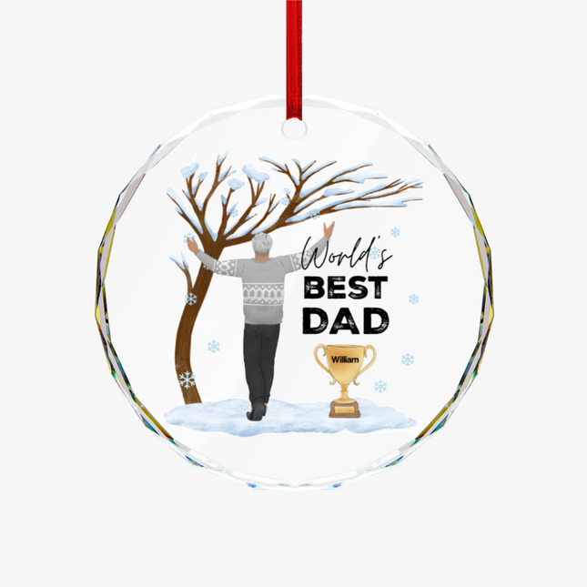 World's Best Dad Round Glass Ornament