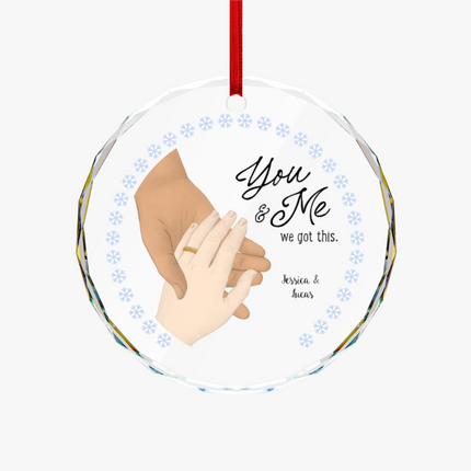 You & Me Round Glass Ornament