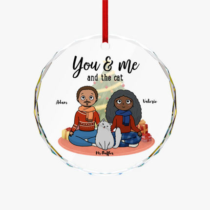 You, Me & The Cats Round Glass Ornament