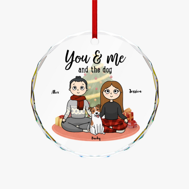 You, Me & The Dogs Round Glass Ornament
