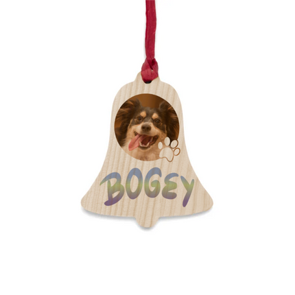 Pet Photo with name in Gradient Finish Wooden Ornaments