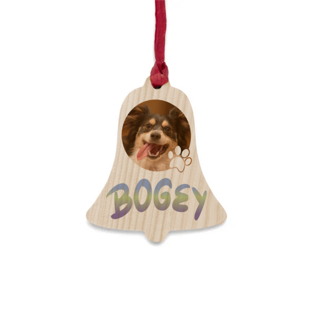 Pet Photo with name in Gradient Finish Wooden Ornaments