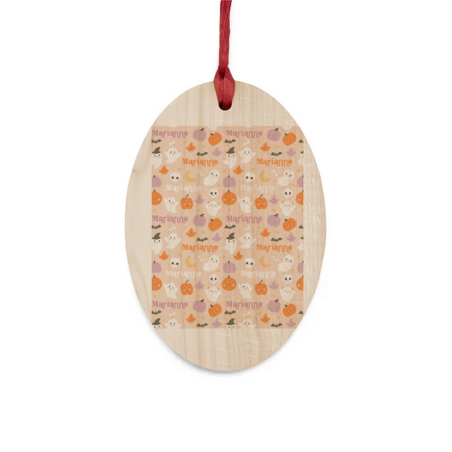 Cute Halloween Name Pattern Wooden Ornaments