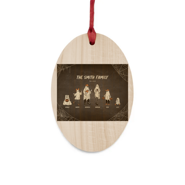 Ghost Family Portrait Wooden Ornaments