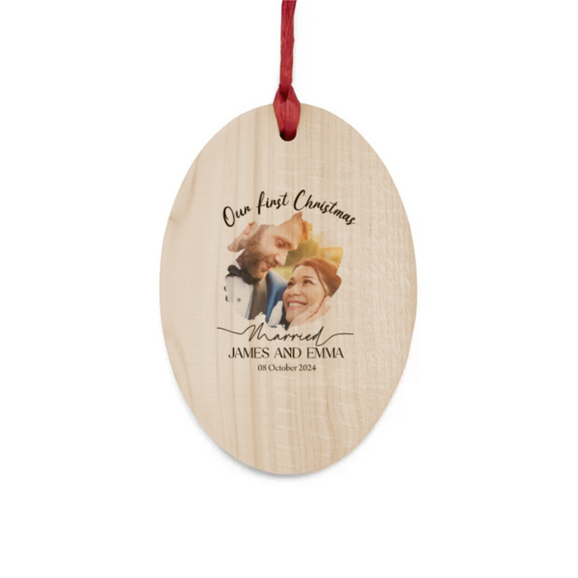 Our First Christmas Married Wooden Ornaments