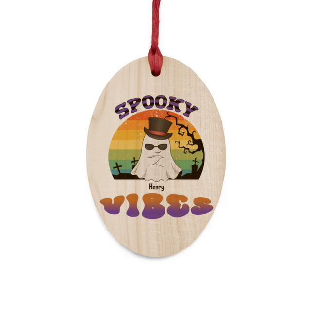 Spooky Vibes Wooden Ornaments