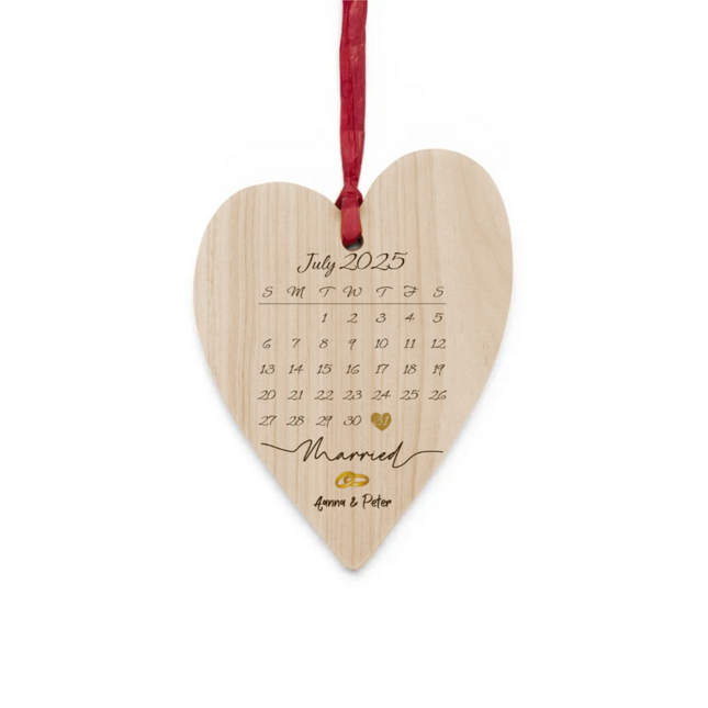 Married Calendar Wooden Ornaments