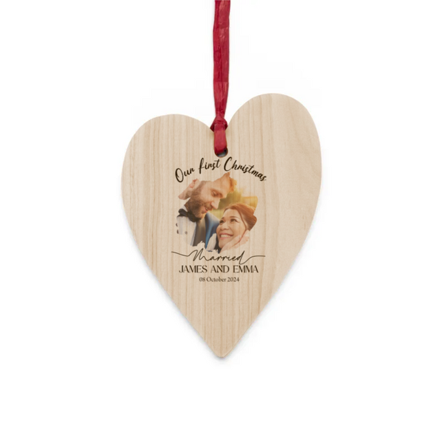 Our First Christmas Married Wooden Ornaments