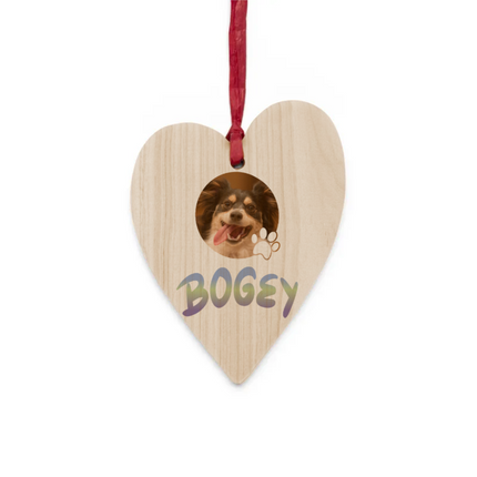 Pet Photo with name in Gradient Finish Wooden Ornaments