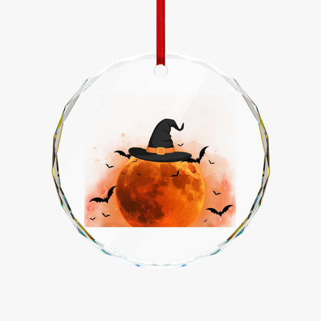 Halloween Bootleg Pet Portrait Round Glass Ornament