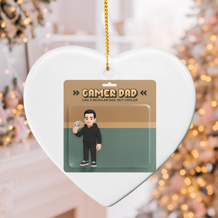 Gamer Dad Ceramic Heart Ornament