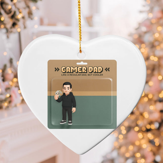 Gamer Dad Ceramic Heart Ornament