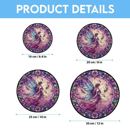 Butterfly Fairy Stained Glass Suncatcher, Purple Flower Fairy Window Hangings, Gift For Mom, Daughter Gift, Fairies Flower Lover Gift