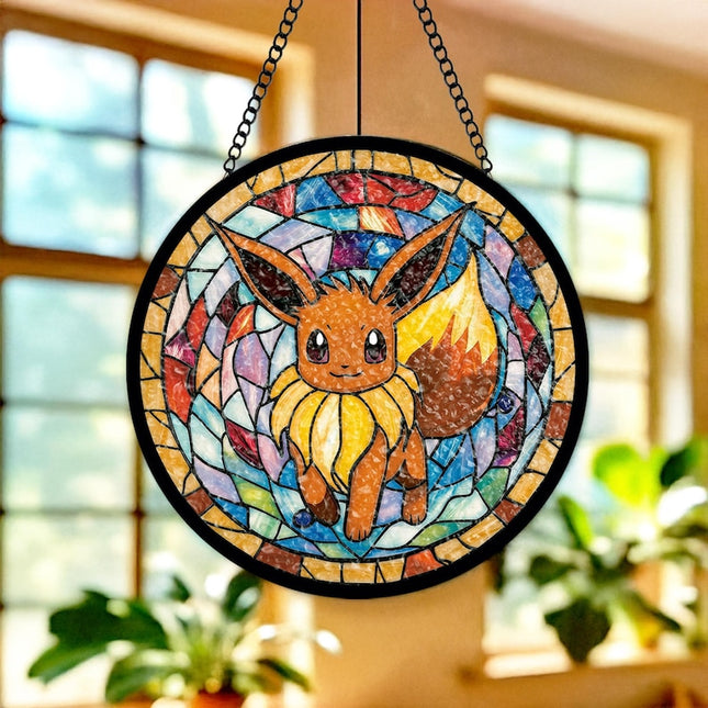Stained Glass Fantasy Fox Suncatcher: Anime Window Hanging