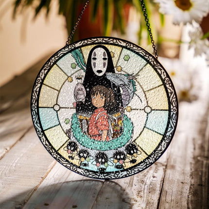 Ghibli Spirited Away Stained Glass Suncatcher, Ghibli Studio Suncatcher Window Hanging, Anime Lover Gift, Anime Hanging Home Decor