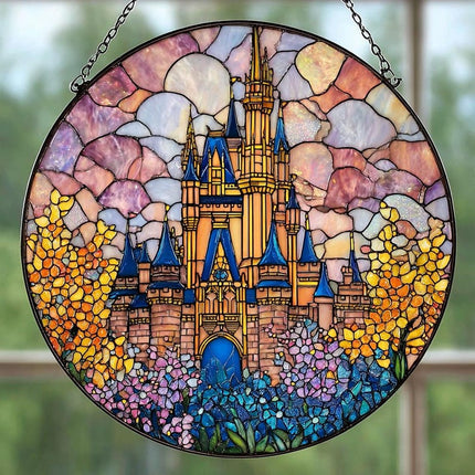 Disneyland Castle Stained Glass Suncatcher, Magical Kingdom Window Hanging Decor, Disney Fan Window Decor Magical Kingdom, Window Gifts