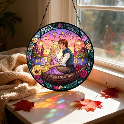 Disney Tangled Suncatcher, Couple Gift, Tangled Princess Gift for Her, Magical Home Decor, Anniversary Gift, Couple Suncatcher