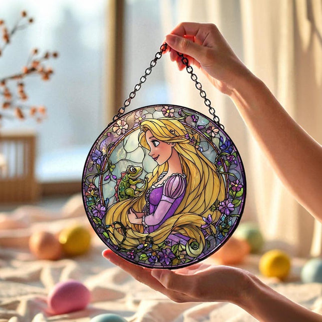 Princess Rapunzel Acrylic Suncatcher, Disneyland Rapunzel Fairytale Window Hanging, Stained Glass Decor for Disney Lovers, Magical Home Gift