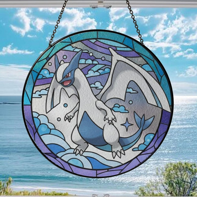 Lugia Acrylic Suncatcher– Legendary Pokemon Window Hanging Decor, Lugia Gift, Pokemon Suncatcher, Anime Fan Gift, Stained Glass Style Art